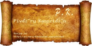 Piváry Kasszián névjegykártya